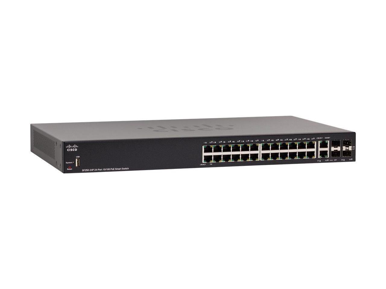 Cisco SF250-24P-K9-NA SF250-24P 24-Port 10/100 PoE