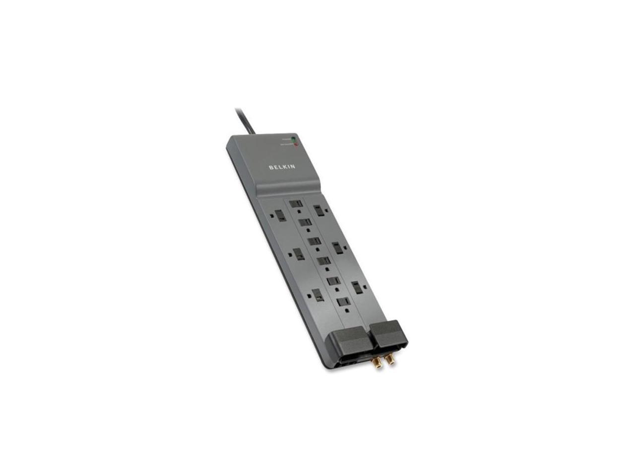 Belkin BLKBE11223008 Surge Protector 3940 Joules 12 Outlets 8 ft. Cord Gray