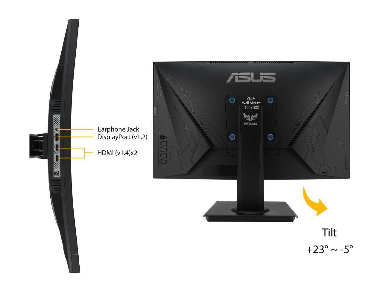 ASUS TUF GAMING VG24VQE 23.6IN 1080P FULL HDASUS TUF Gaming VG24VQE 23.6 Curved Monitor, 1080P Full HD, 165Hz (Supports 144Hz), 1ms, Extreme Low Motion Blur, FreeSync Premium, Shadow Boost, Eye Care