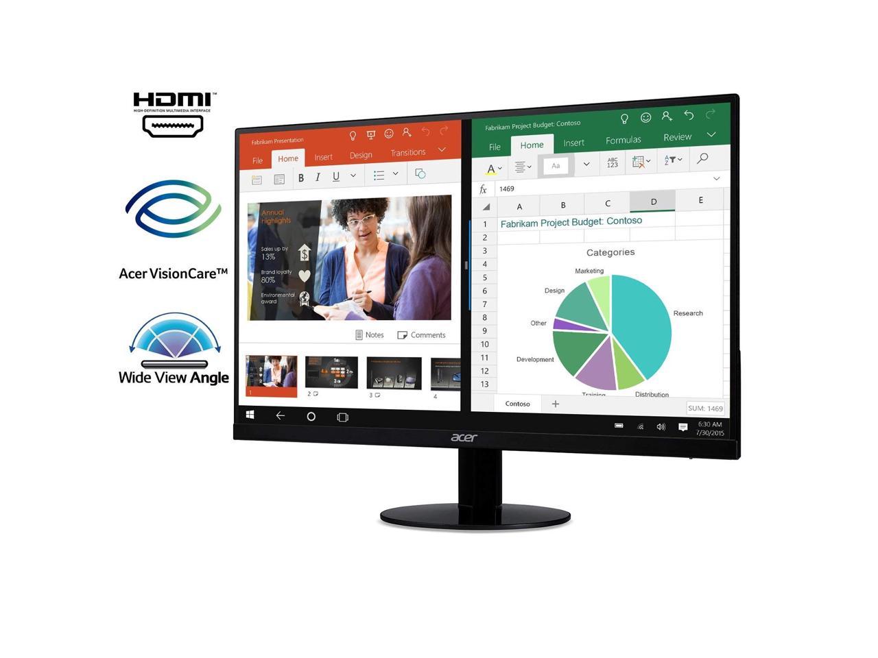 Acer SB220Q 21.5" Widescreen Monitor Display Full HD (1920 x 1080) 75Hz 4 ms GTG