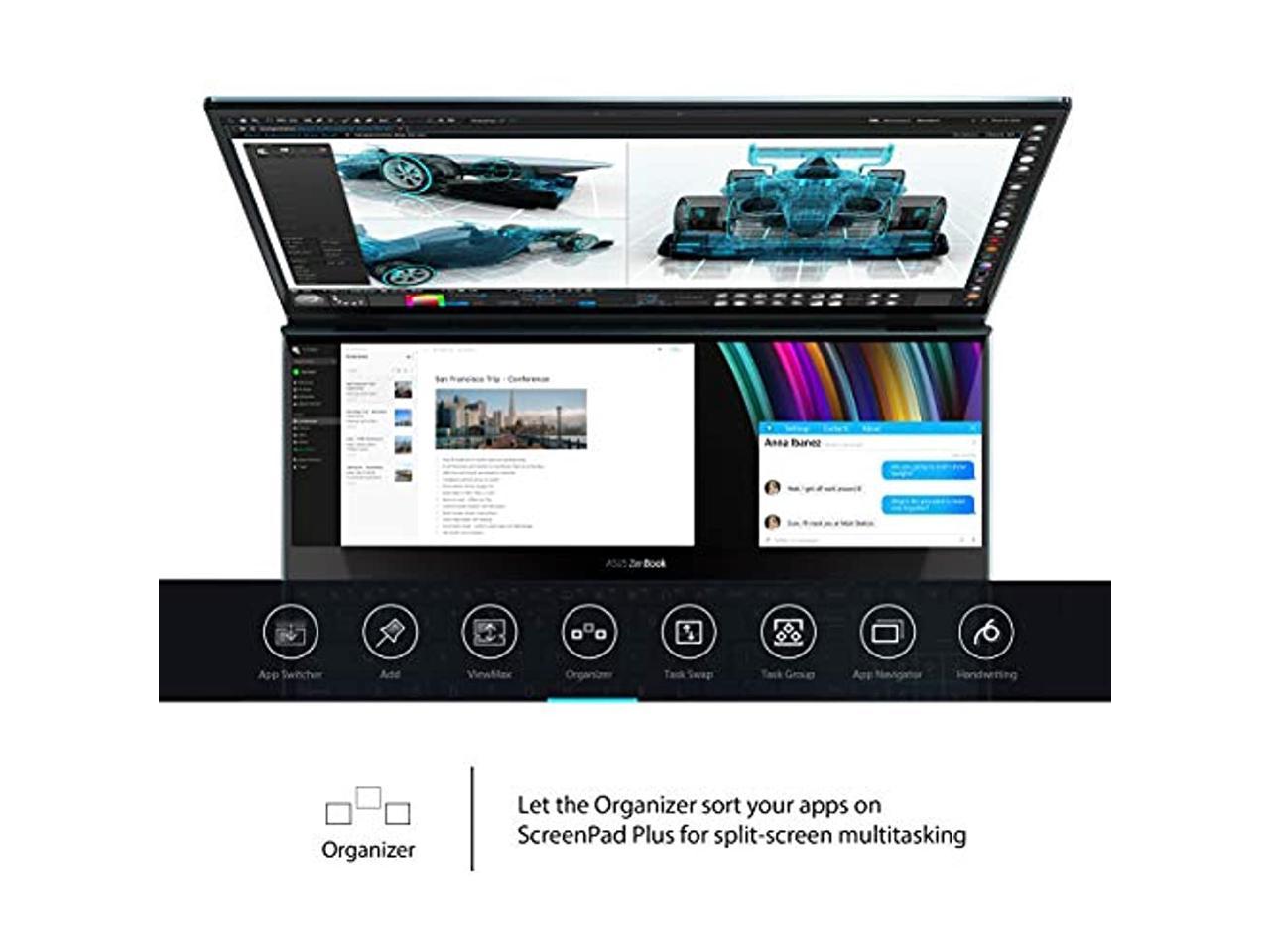 ASUS ZenBook Pro Duo UX581 Laptop, 15.6" 4K UHD NanoEdge Touch Display, Intel Core i9-10980HK, 32GB RAM, 1TB PCIe SSD, GeForce RTX 2060, ScreenPad Plus, Windows 10 Pro, Celestial Blue, UX581LV-XS94T