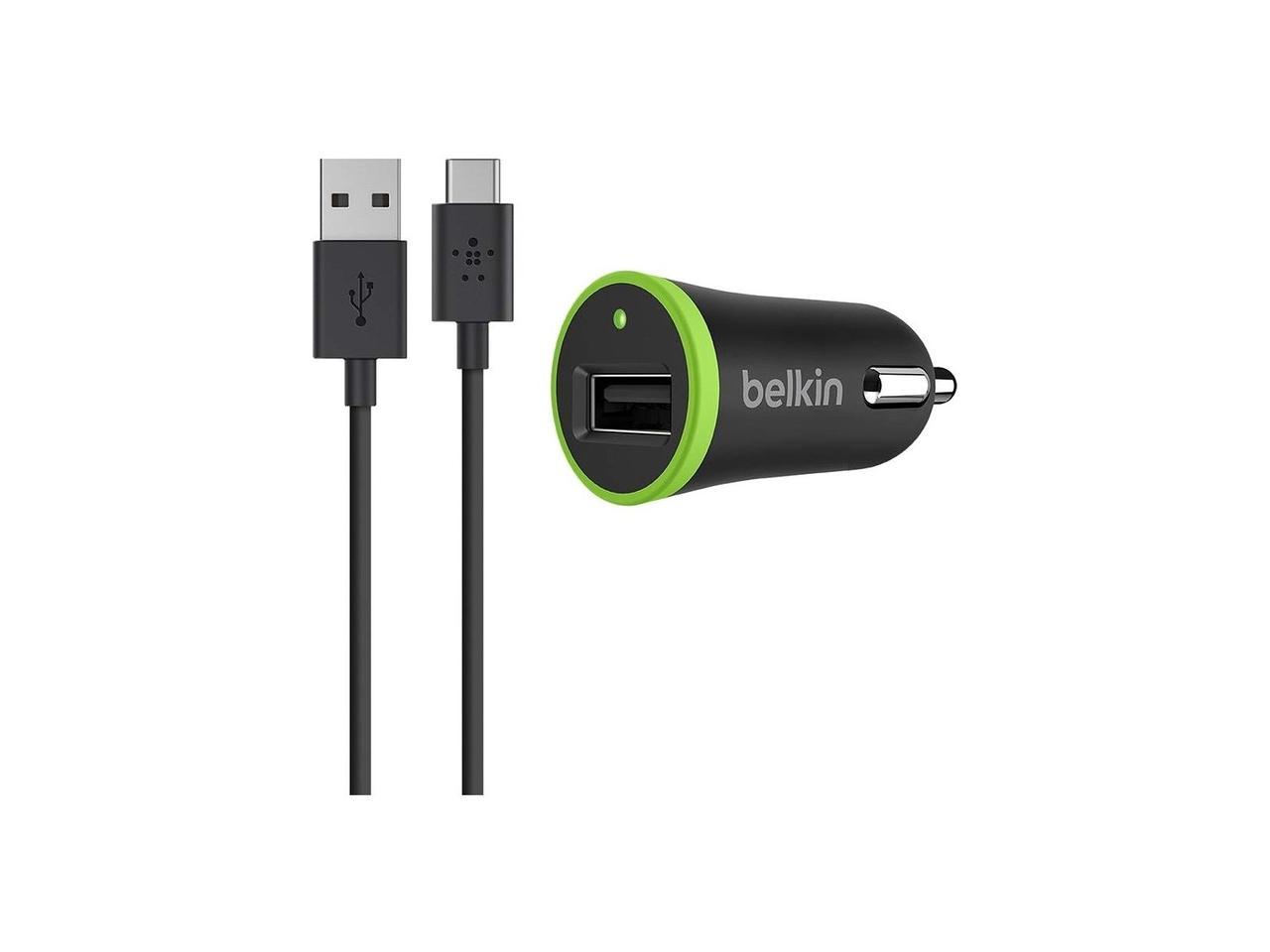 BELKIN COMPONENTS F7U002BT06-BLK USB-C TO USB-A CABLE WITH UNIVERSAL CAR CHARGER, 6 FEET.