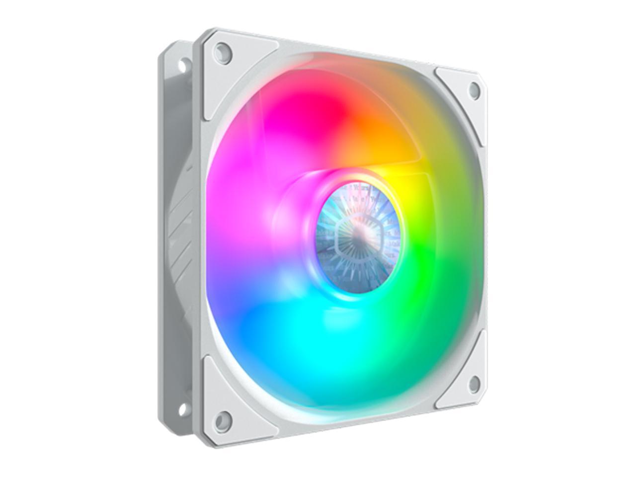 Cooler Master SickleFlow 120 V2 Addressable RGB Fan (White Edition) - 120mm Square Frame Fan, Air Balance Curve Blade Design, PWM Control for Computer Case & Liquid Radiator