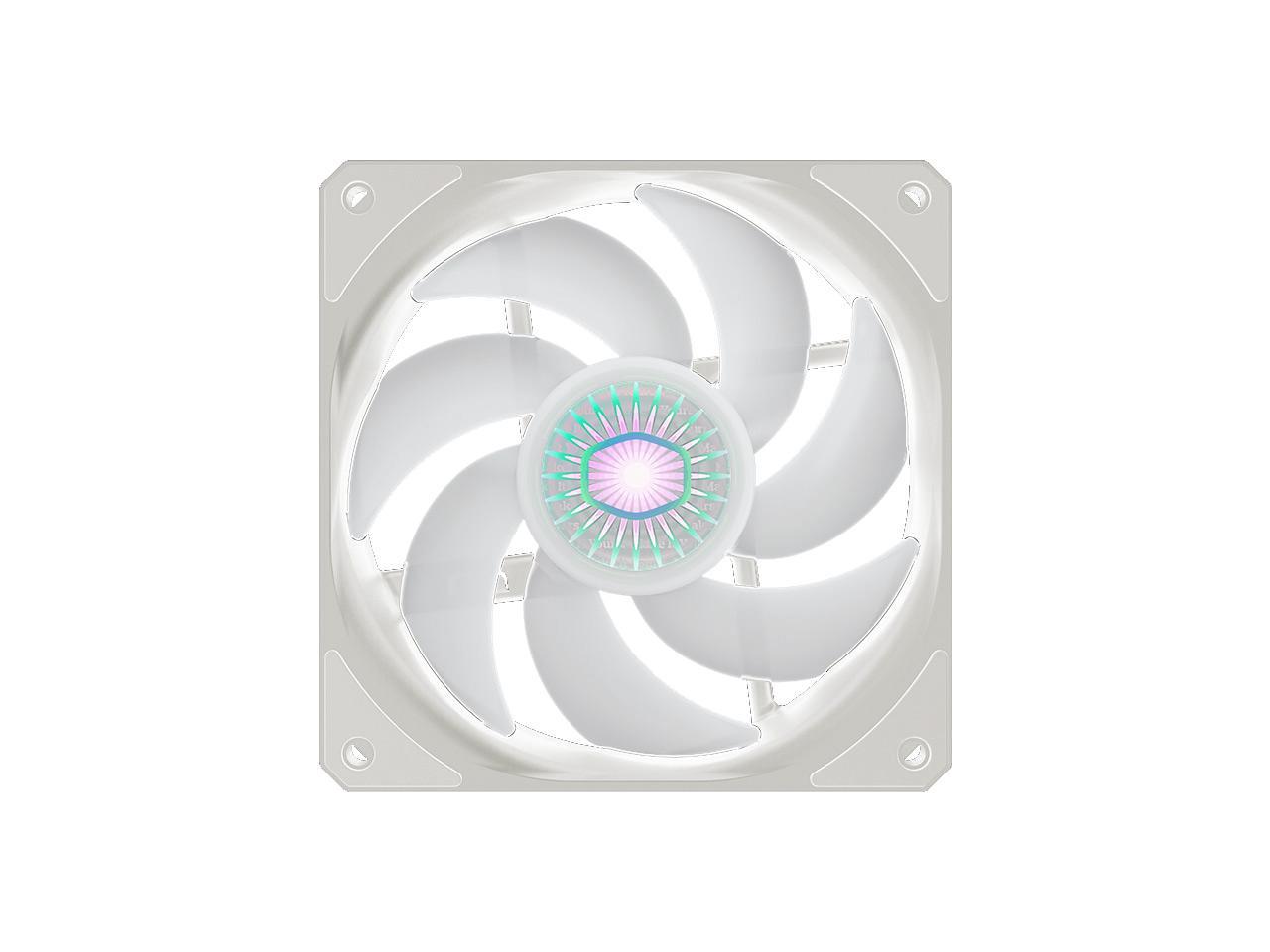 Cooler Master SickleFlow 120 V2 Addressable RGB Fan (White Edition) - 120mm Square Frame Fan, Air Balance Curve Blade Design, PWM Control for Computer Case & Liquid Radiator