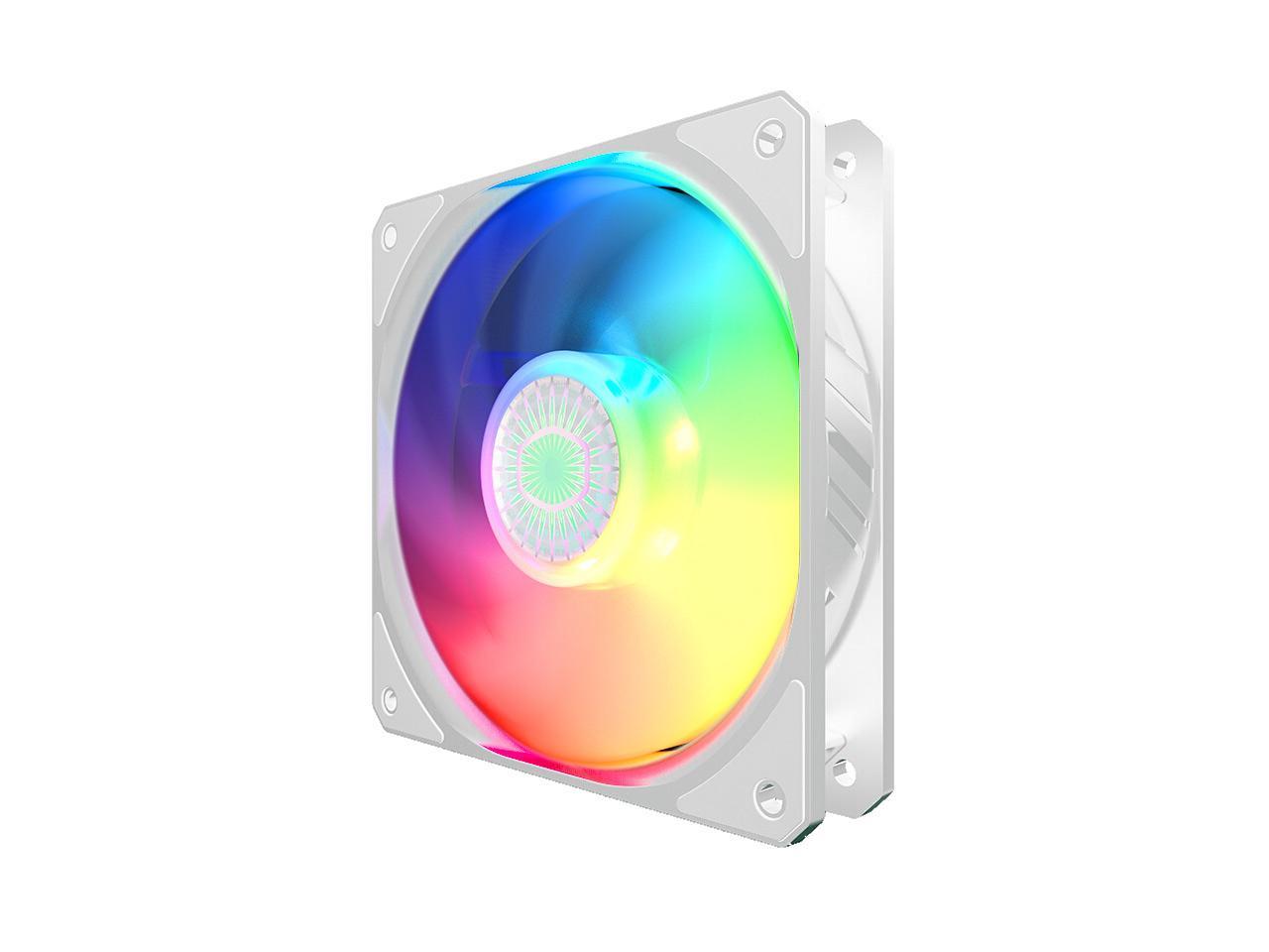 Cooler Master SickleFlow 120 V2 Addressable RGB Fan (White Edition) - 120mm Square Frame Fan, Air Balance Curve Blade Design, PWM Control for Computer Case & Liquid Radiator