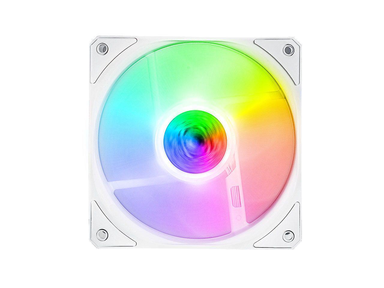 Cooler Master SickleFlow 120 V2 Addressable RGB Fan (White Edition, 3 in 1 with ARGB LED Controller) - 120mm Square Frame Fan, Air Balance Curve Blade Design, PWM Control for PC Case & Liquid Radiator