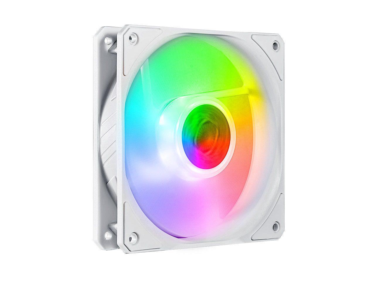 Cooler Master SickleFlow 120 V2 Addressable RGB Fan (White Edition, 3 in 1 with ARGB LED Controller) - 120mm Square Frame Fan, Air Balance Curve Blade Design, PWM Control for PC Case & Liquid Radiator