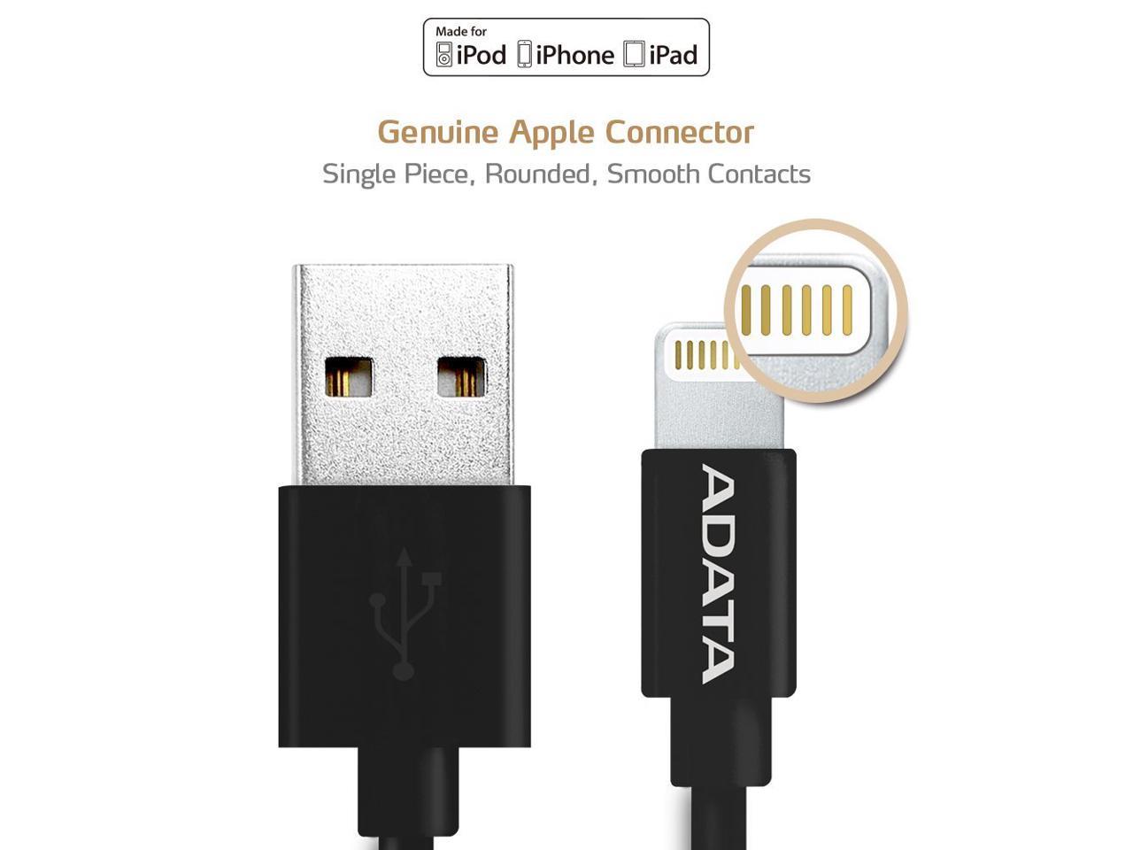 ADATA MFi Certified Lightning Cable for iPhone, iPad - Black (AMFIPL-100CM-CBK)