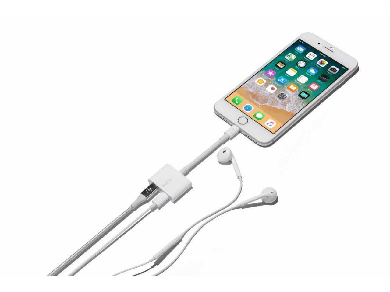 Belkin 2-in-1 Dual Lightning Audio Charge Splitter Adapter for iPhone X 8 7 Plus