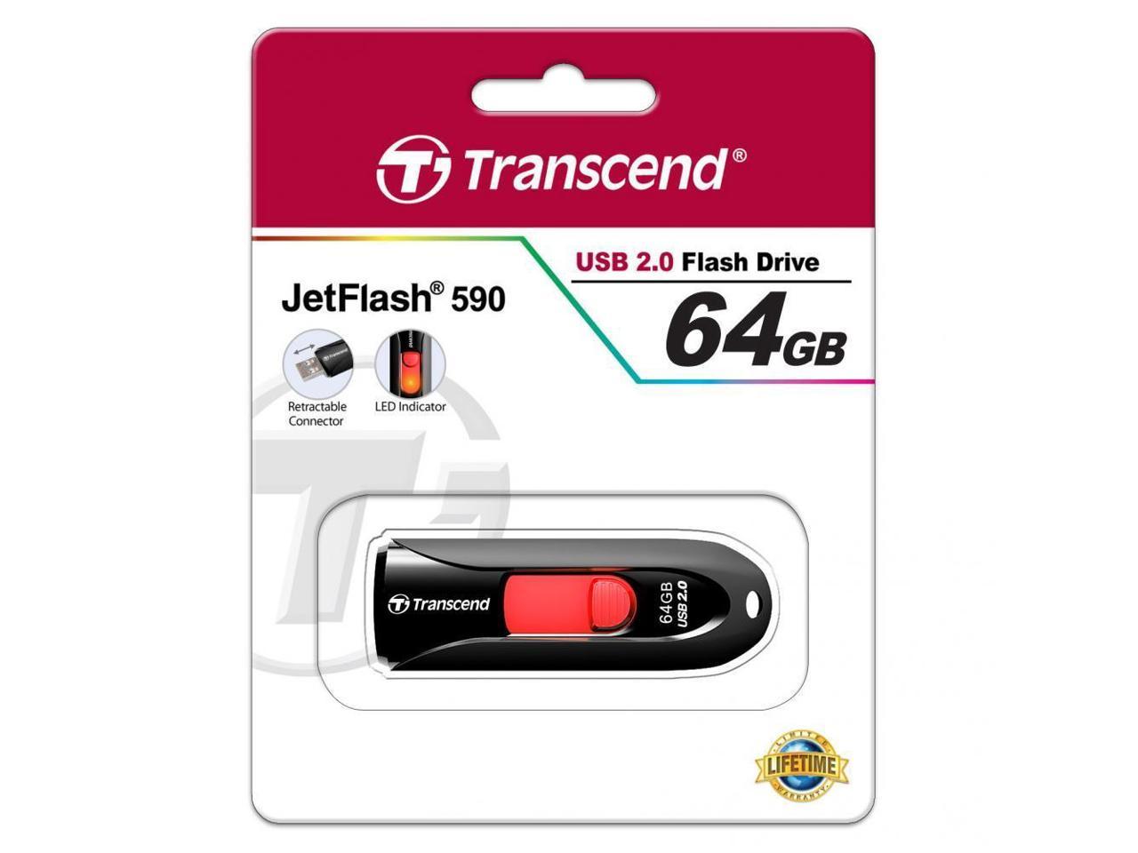 Transcend JetFlash 590 64GB USB 2.0 Flash Drive Model TS64GJF590K