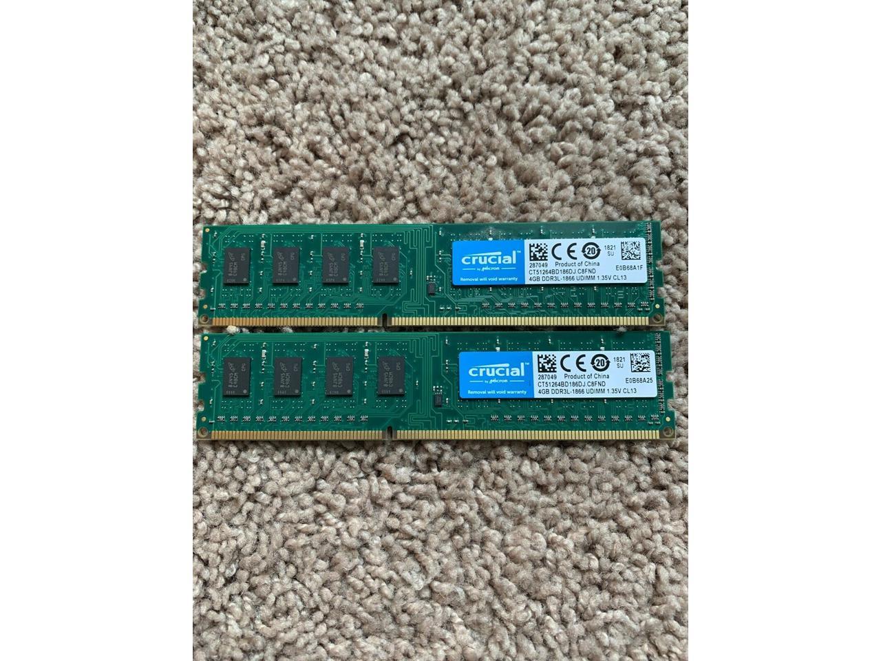 Crucial 8GB (2 x 4GB) 240-Pin DDR3 SDRAM DDR3L 1866 (PC3L 14900) Desktop Memory Model CT2K51264BD186DJ