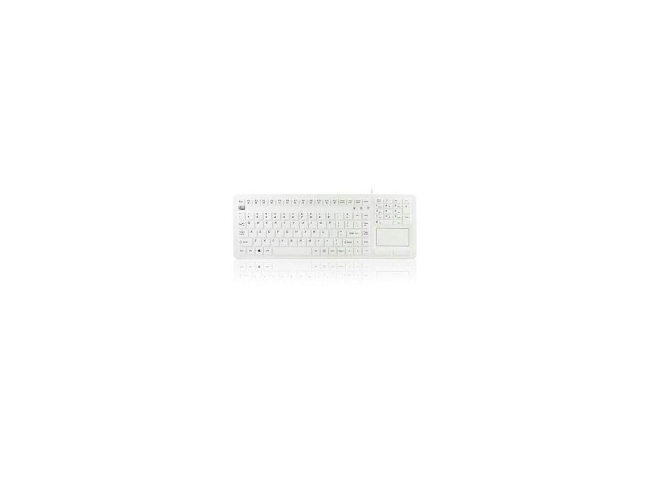 Adesso AKB-270UW SlimTouch Antimicrobial Waterproof USB Compact size Touchpad keyboard, 15.50" x 5.50" x 0.43", great for hospital medical usage. (White)