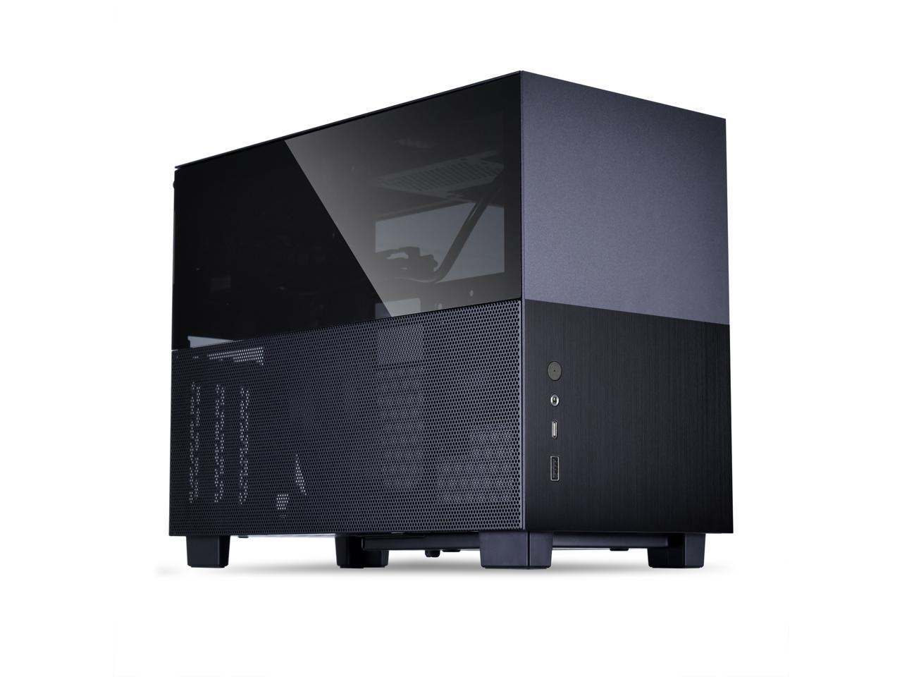 LIAN LI Q58 Black Color SPCC / Aluminum / Tempered Glass Mini Tower Computer Case , PCI4.0 Riser Card Cable Included ---Q58X4