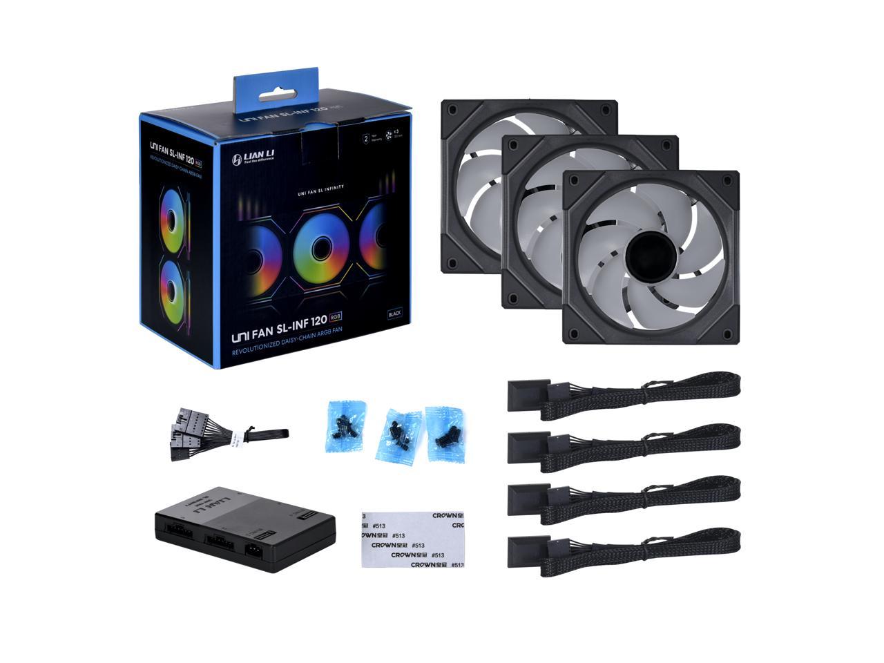 LIAN LI UNI FAN SL INFINITY 120 RGB BLACK 3 PCS PACK ---UF-SLIN120-3B ( L Connect 3.0 Controller included)