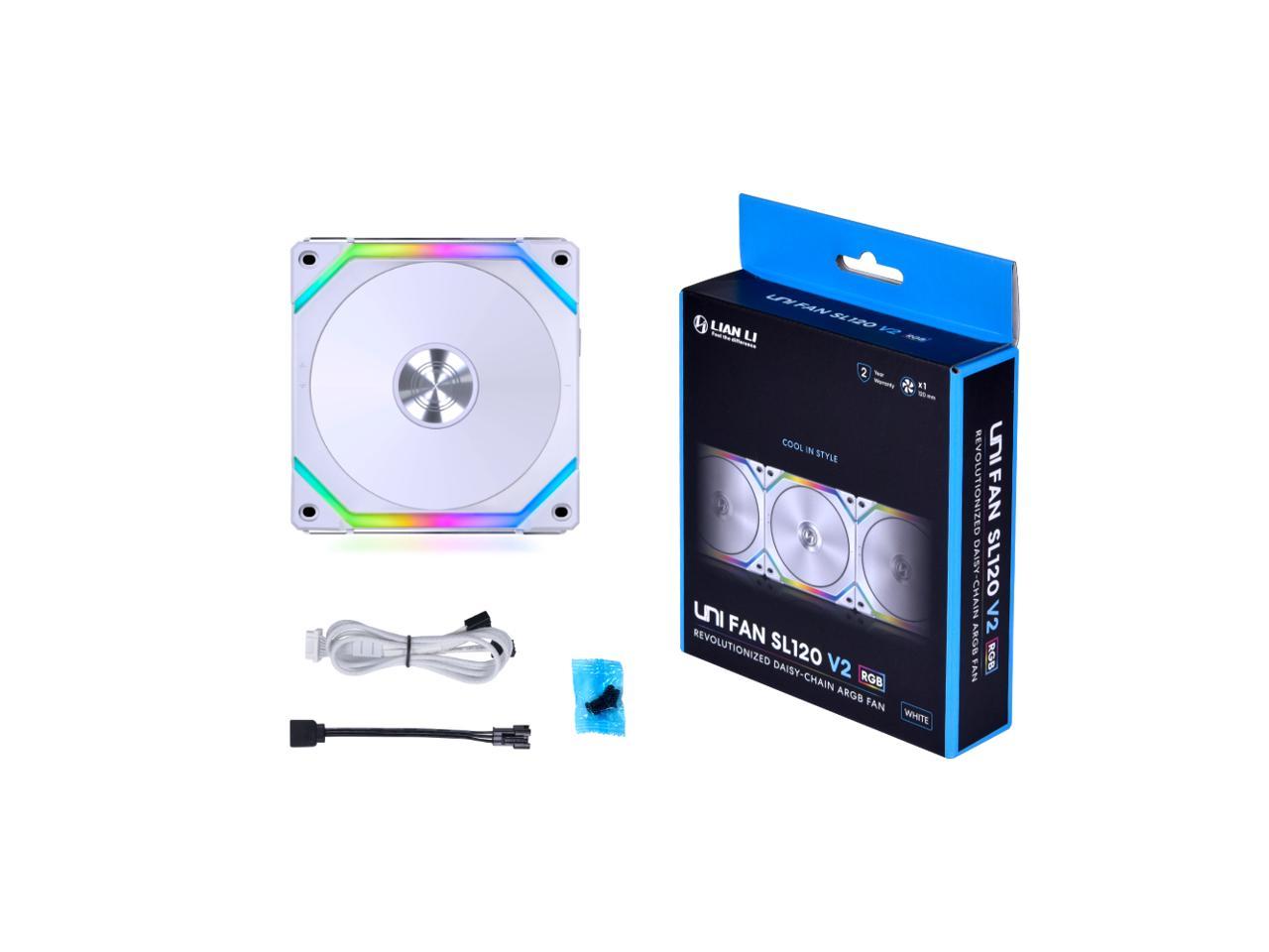 LIAN LI UNI Fan SL120 V2 RGB White , Single Pack Without Controller - UF-SL120V2-1W