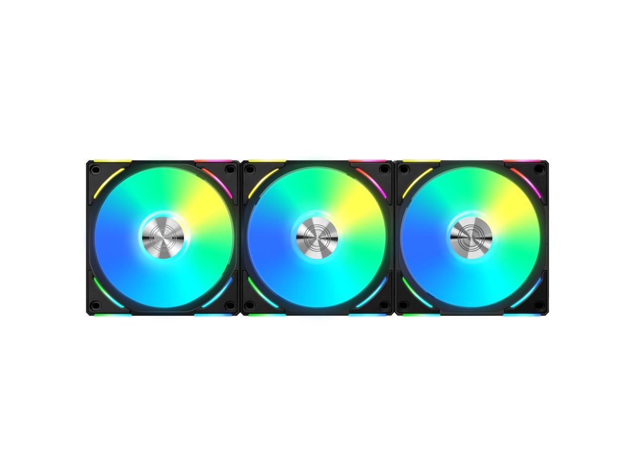 LIAN LI UNI Fan AL120 V2 RGB Black 3x 12cm Fan Pack with Controller - UF-AL120V2-3B