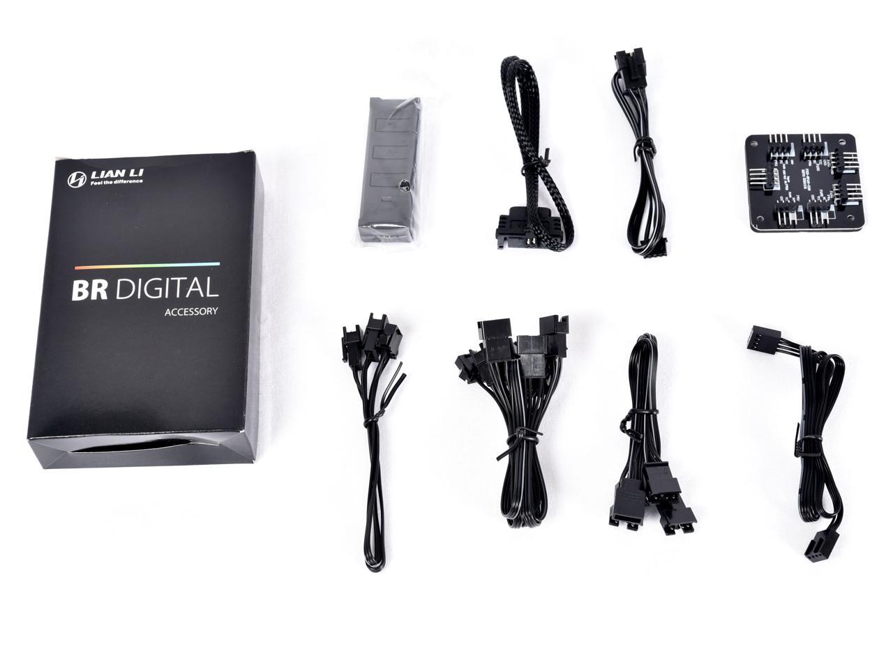 LIAN LI BORA DIGITAL Series RGB BR DIGITAL-3R B, 120mm Addressable RGB LED PWM Fan, 3 FANS Pack - Black Frame