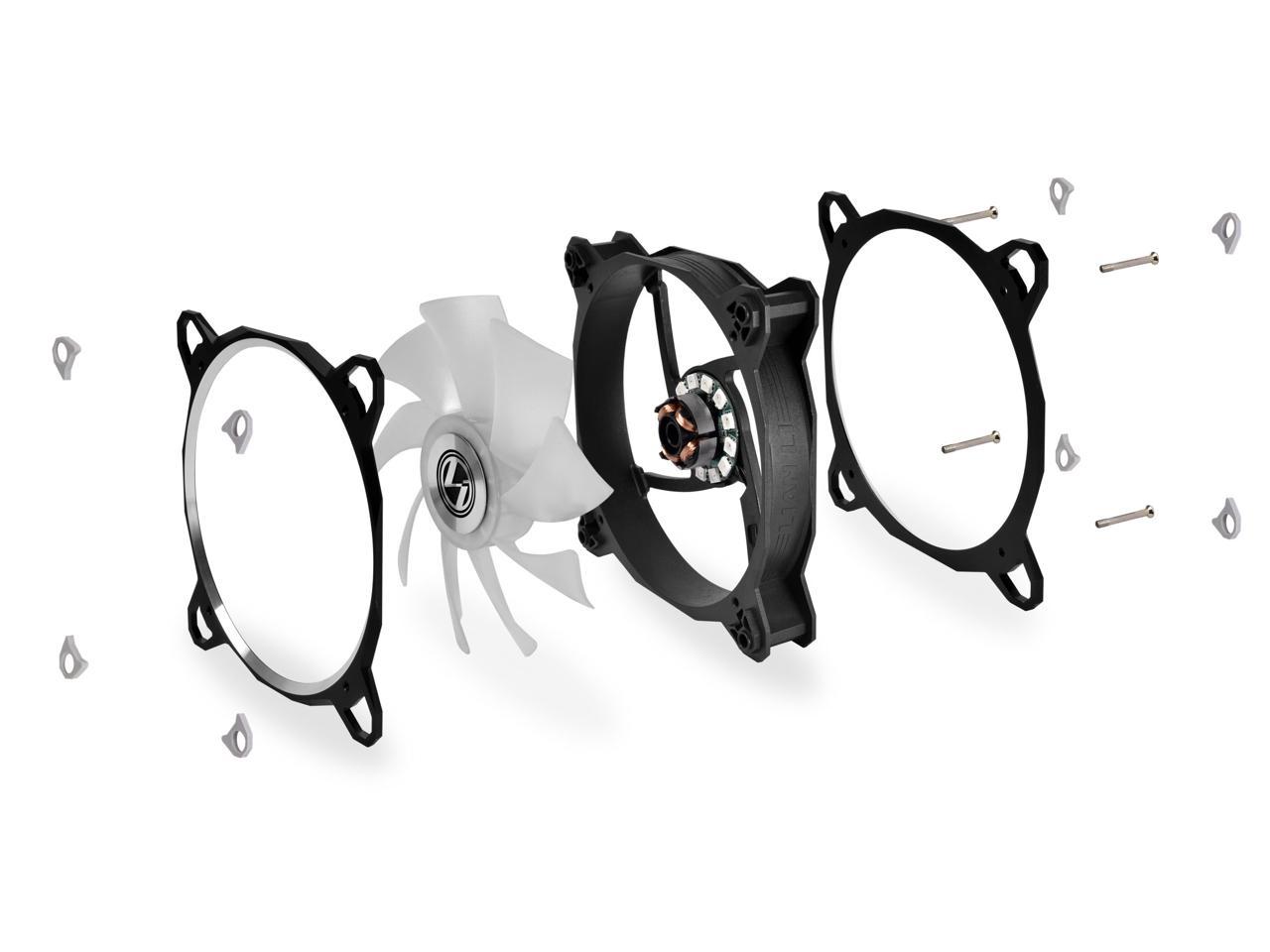 LIAN LI BORA DIGITAL Series RGB BR DIGITAL-3R B, 120mm Addressable RGB LED PWM Fan, 3 FANS Pack - Black Frame