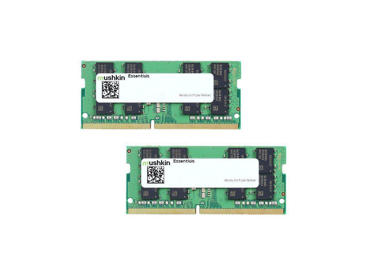 mushkin essentials - ddr4 laptop dram - 64gb (2x32gb) sodimm memory kit - 3200mhz (pc4-25600) cl-22 - 260-pin 1.2v notebook ram
