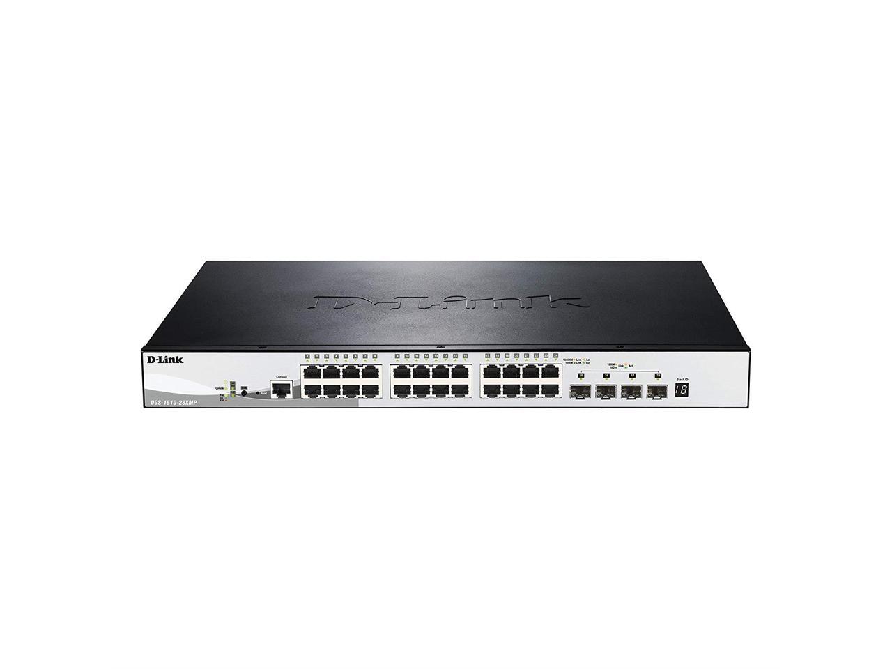 D-Link DGS-1510-28XMP Systems 28-Port Gigabit SmartPro Stackable PoE/PoE+ Switch Including 4 10GbE SFP+ Ports