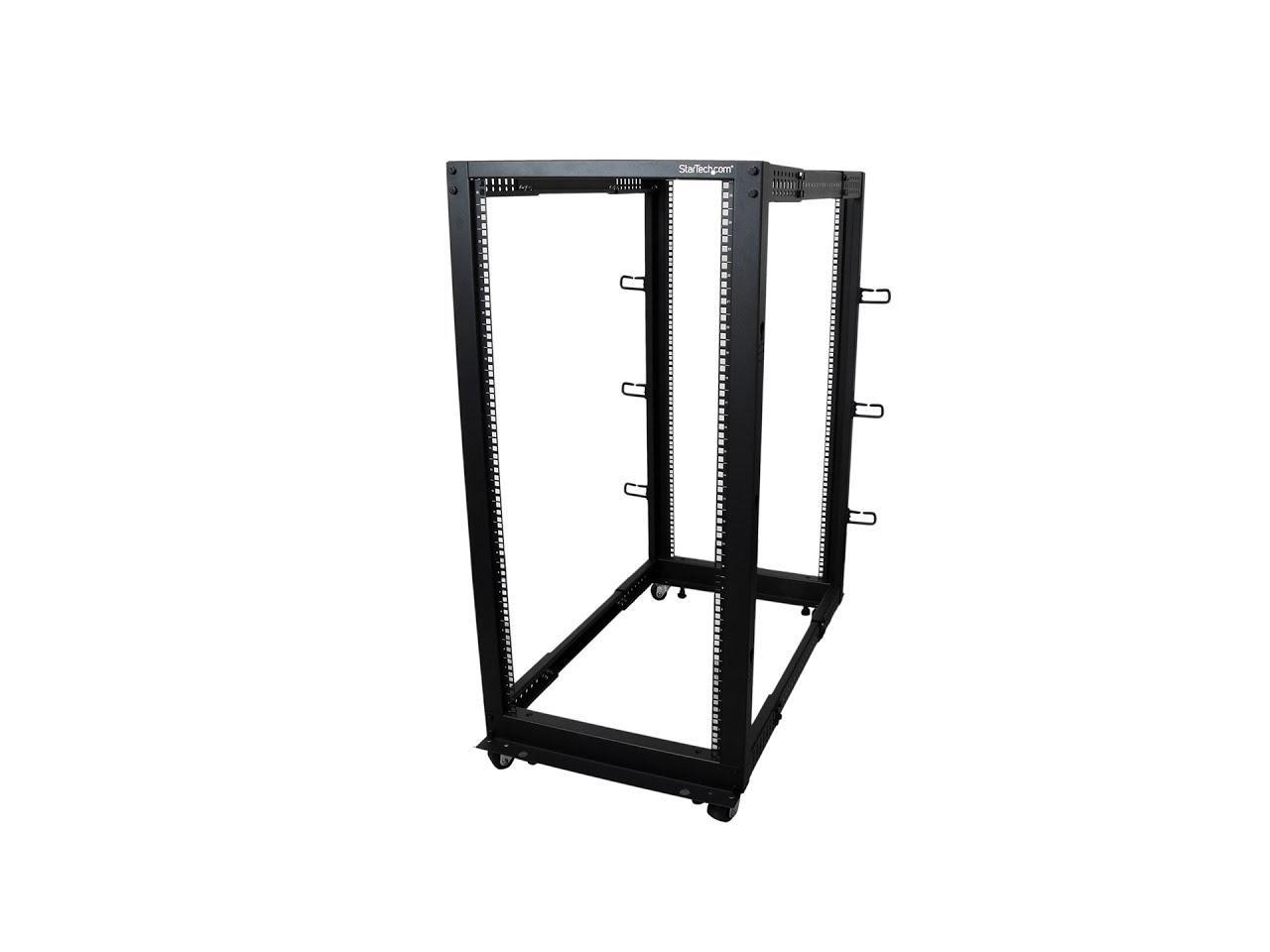 StarTech.com 4POSTRACK25U 25U Adjustable Depth Open Frame 4 Post Server Rack Cabinet - w/ Casters / Levelers and Cable Management Hooks