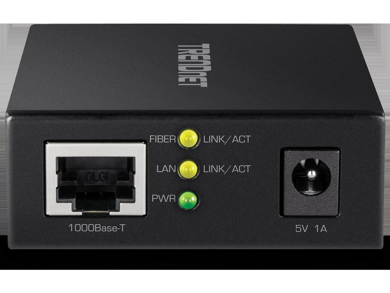 TRENDnet 1000BASE-T to SFP Fiber Media Converter, Gigabit Ethernet to SFP Media Converter, 4Gbps Switching Capacity, TFC-GSFP