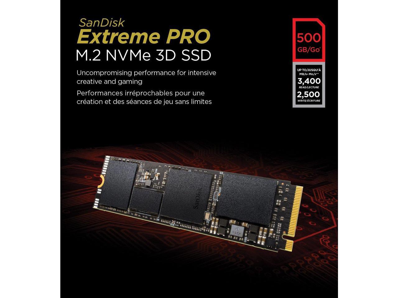 SanDisk Extreme PRO M.2 PCIe NVMe 3D 500GB Internal Solid State Drive (SDSSDXPM2-500G-G25)