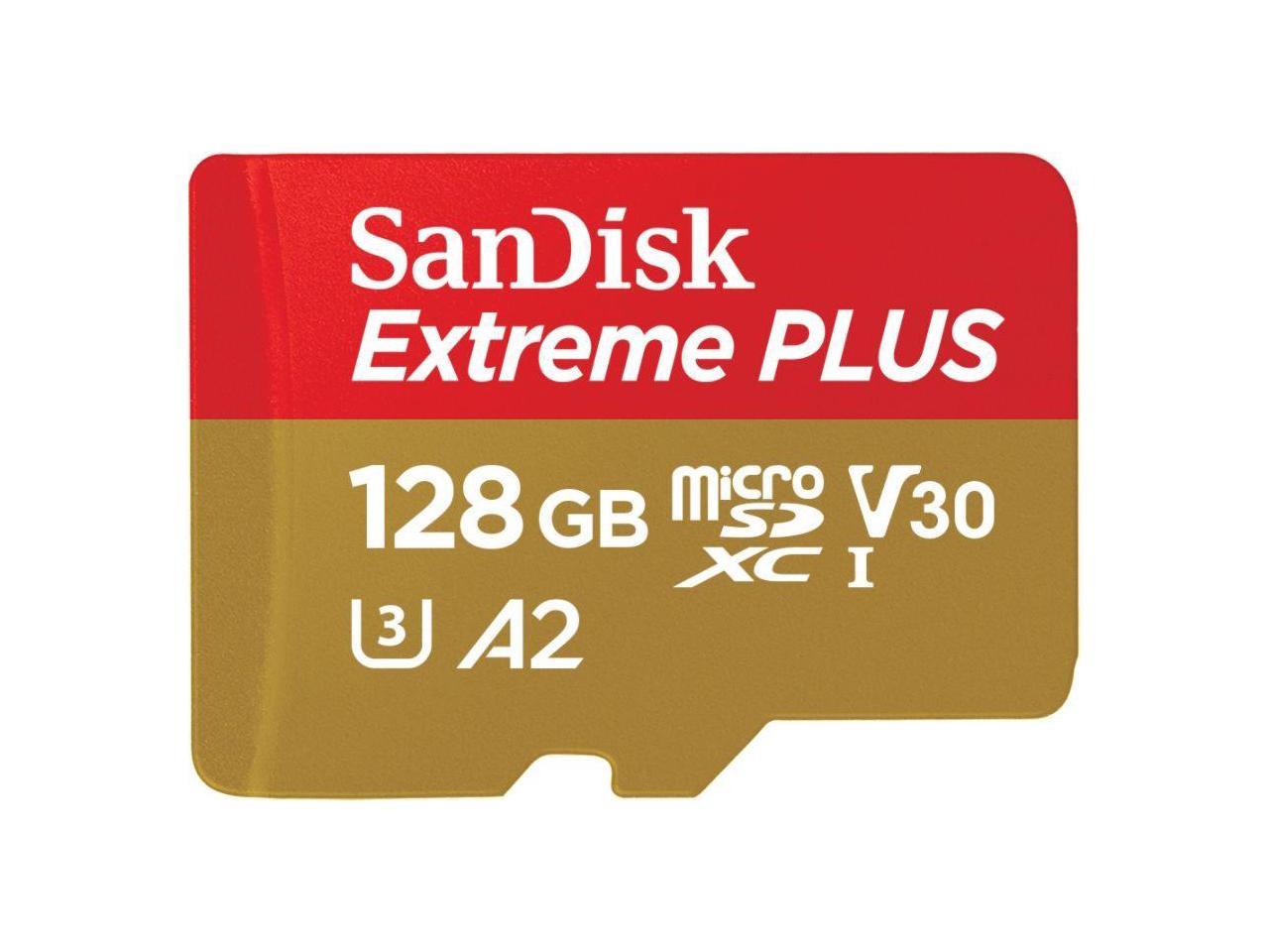 SanDisk - SDSQXBZ-128G-ANCMA - SanDisk Extreme PLUS 128 GB Class 10/UHS-I (U3) microSDXC - 170 MB/s Read - 90 MB/s Write