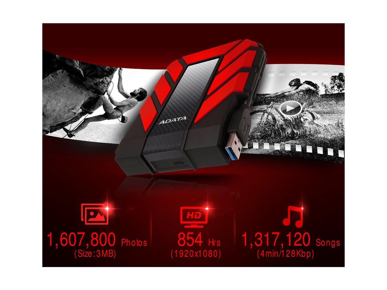 ADATA Durable Series HD710: 2TB Yellow External USB 3.1 Portable Hard Drive Gaming Console Compatible