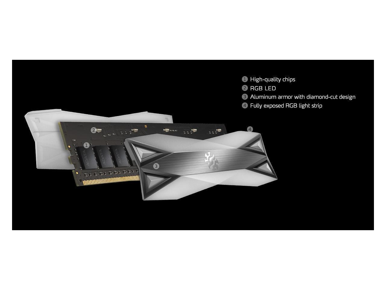 XPG SPECTRIX D60G RGB Desktop Memory Series: 32GB (2x16GB) DDR4 3000MHz CL16 GREY