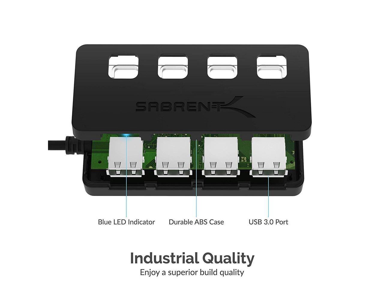 Sabrent 4-Port USB 3.0 Hub with Individual LED Power Switches (HB-UM43)