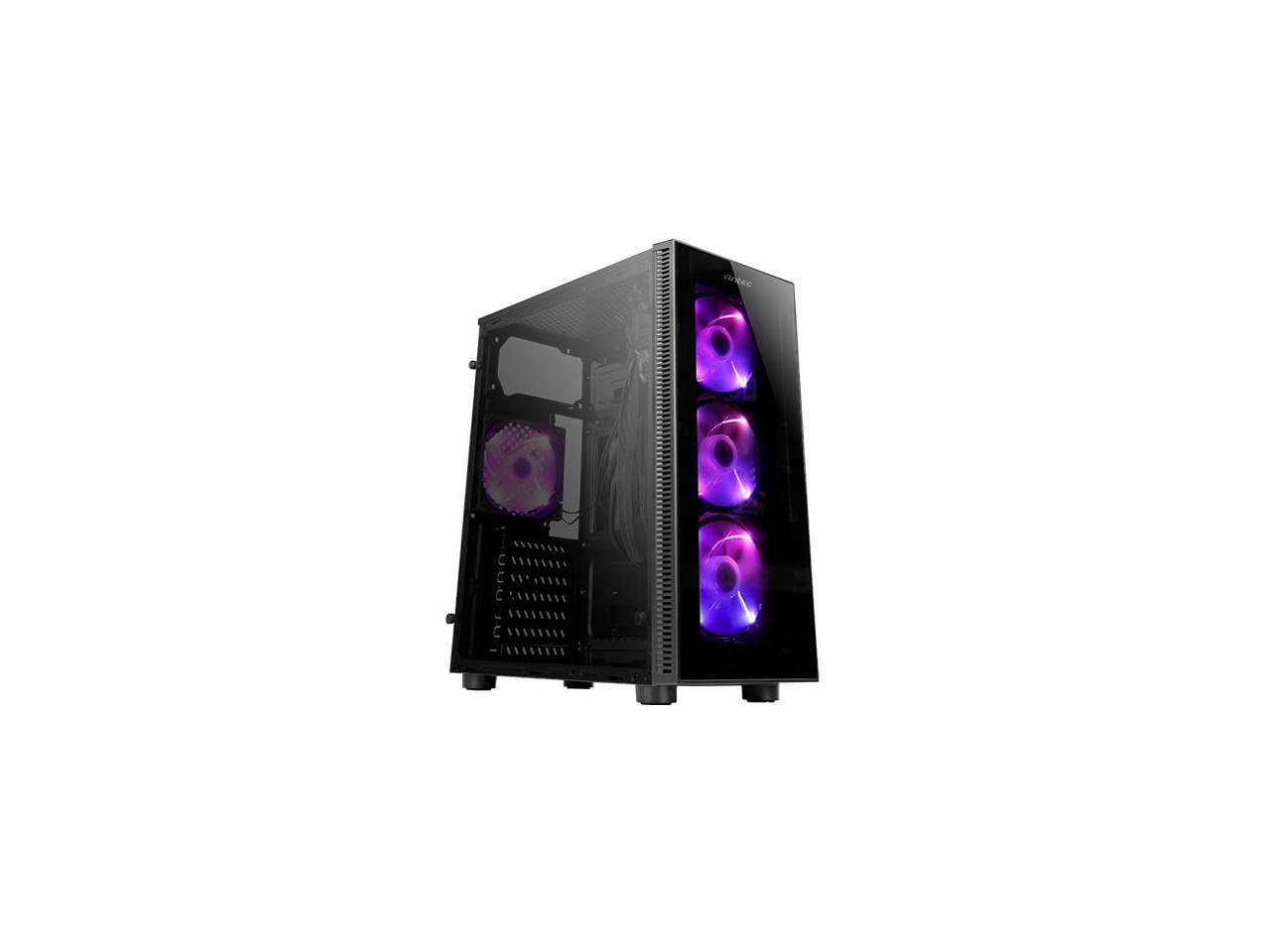 Antec NX Series NX210, Mid-Tower ATX Gaming Case, Tempered Glass Front & Side Panels, 4 x 120 mm ARGB Fans Included