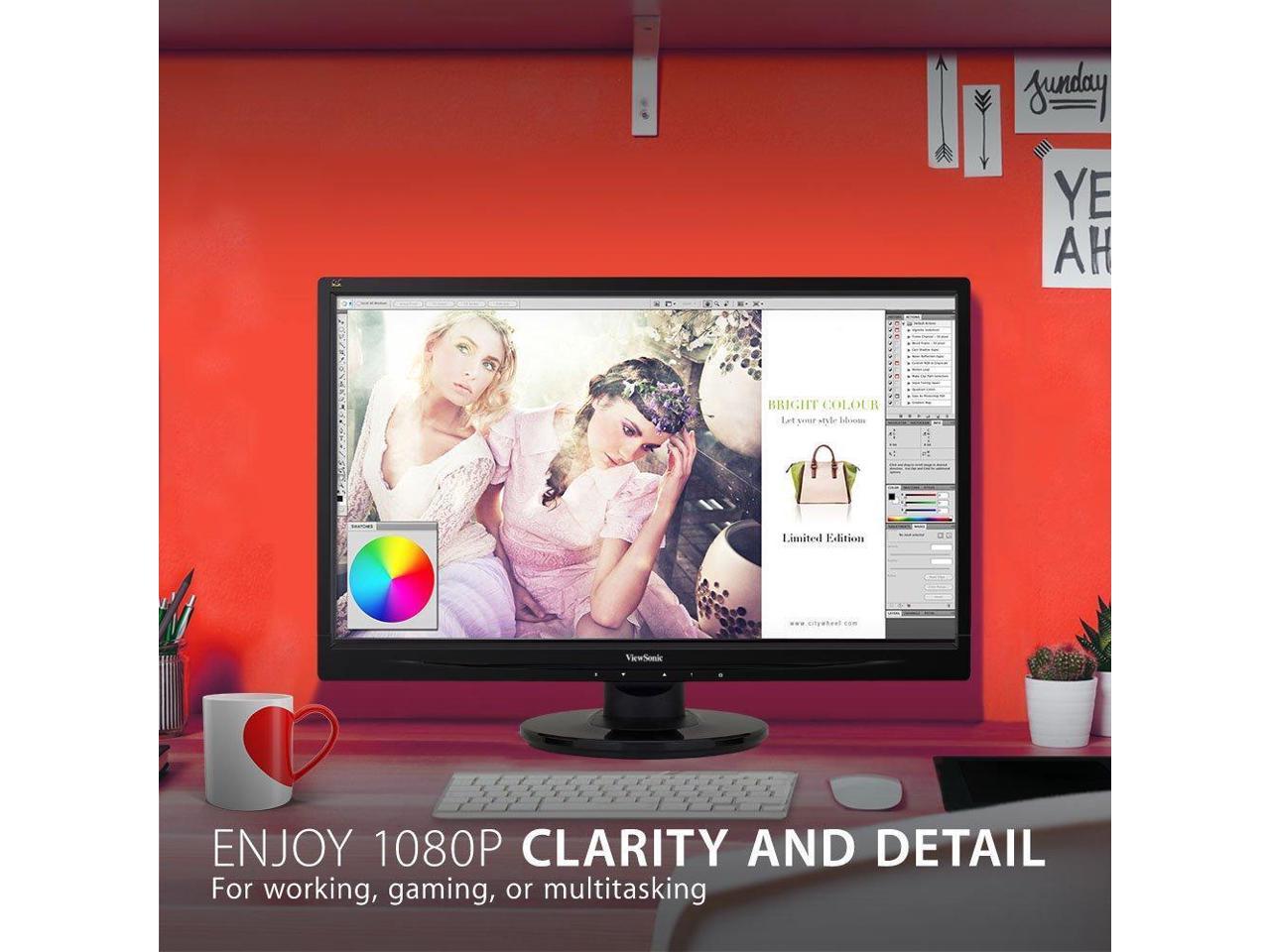 ViewSonic VA2246MH-LED 22" (Actual size 21.5") Full HD 1920 x 1080 5ms (GTG) VGA HDMI Built-in Speakers Anti-Glare LED Backlight LCD Monitor