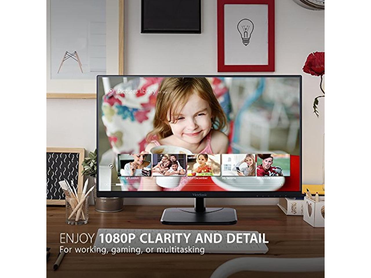 ViewSonic VA2456-MHD 24 Inch Frameless IPS 1080p Monitor with HDMI DisplayPort and VGA Inputs for Home and Office (VA2456-mhd)