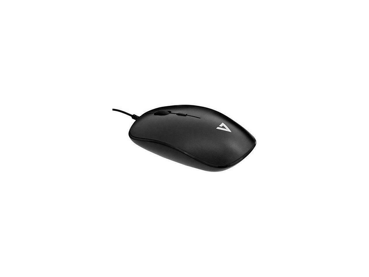 V7 MU200-1N Black 4 Buttons 1 x Wheel USB Wired Optical 1600 dpi Low Profile Mouse