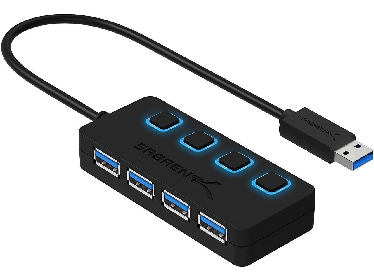 Sabrent 4-Port USB 3.0 Hub with Individual LED Power Switches (HB-UM43)