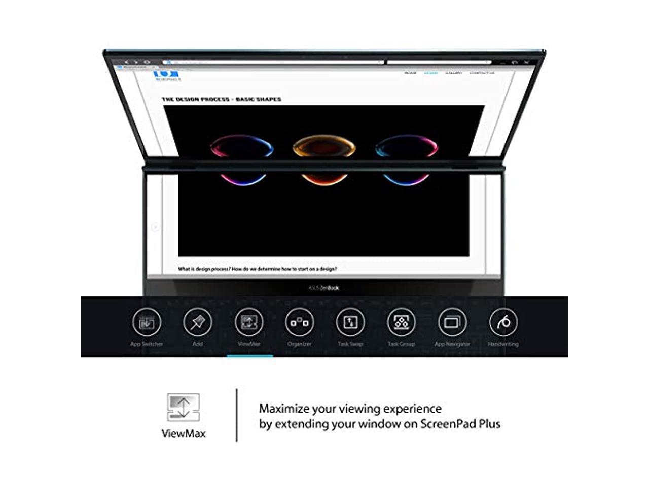 ASUS ZenBook Pro Duo UX581 Laptop, 15.6" 4K UHD NanoEdge Touch Display, Intel Core i9-10980HK, 32GB RAM, 1TB PCIe SSD, GeForce RTX 2060, ScreenPad Plus, Windows 10 Pro, Celestial Blue, UX581LV-XS94T