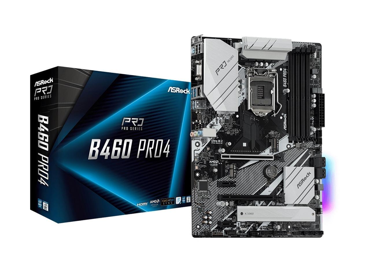 ASRock B460 PRO4 LGA 1200 Intel B460 SATA 6Gb/s ATX Intel Motherboard