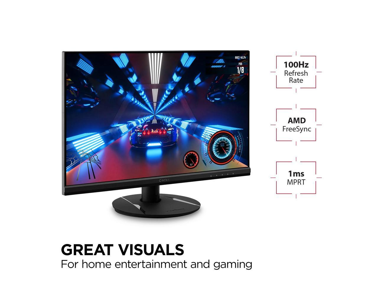 ViewSonic OMNI VX2416 24 Inch 1080p 1ms 100Hz Gaming Monitor with IPS Panel, AMD FreeSync, Eye Care, HDMI and DisplayPort