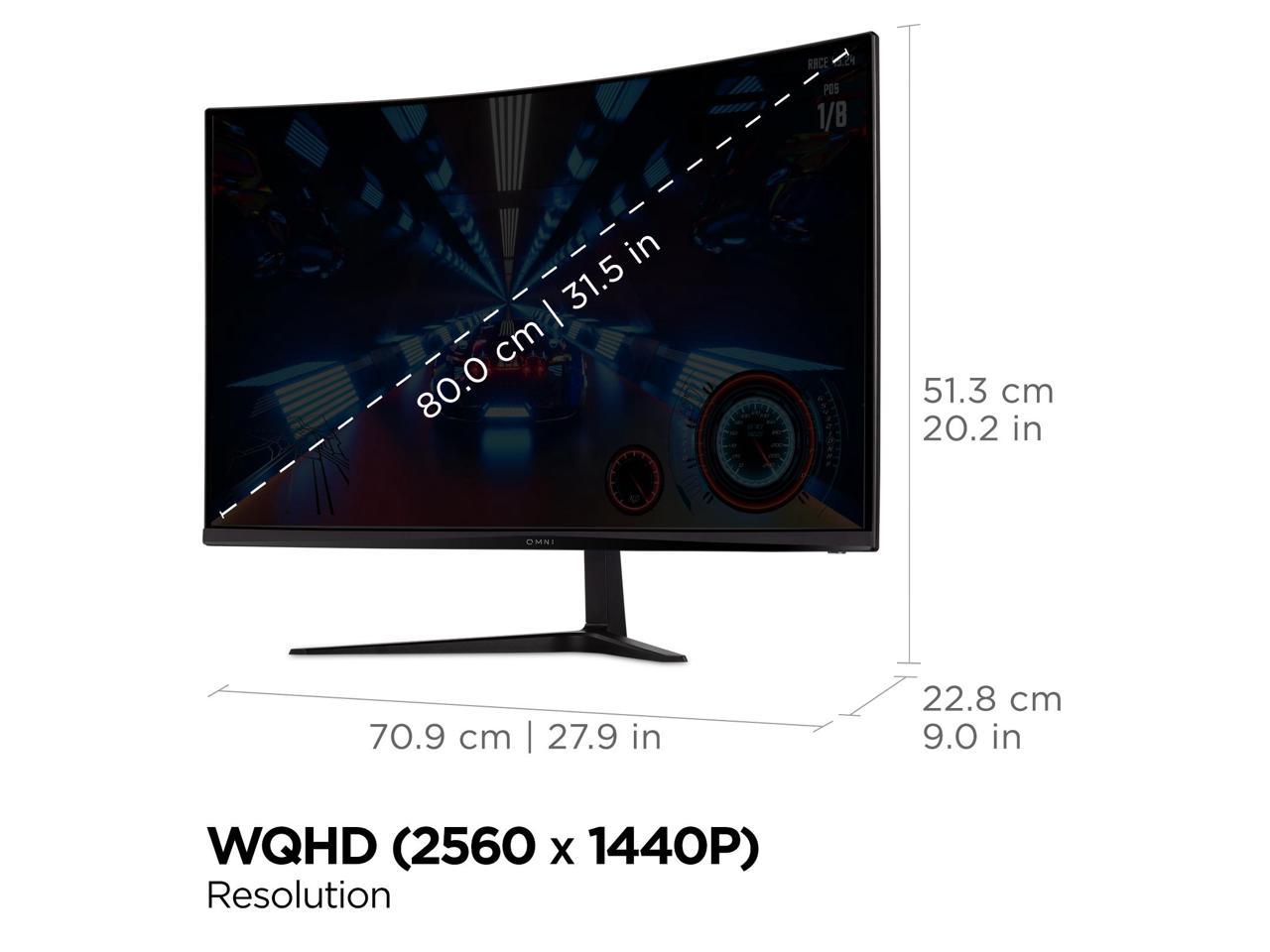 ViewSonic OMNI VX3218C-2K 31.5" WQHD Curved Screen LED Gaming LCD Monitor - 16:9 - Black - 32" Class - Vertical Alignment (VA) - 2560 x 1440 - 16.7 Million Colors - FreeSync Premium - 250 Ni
