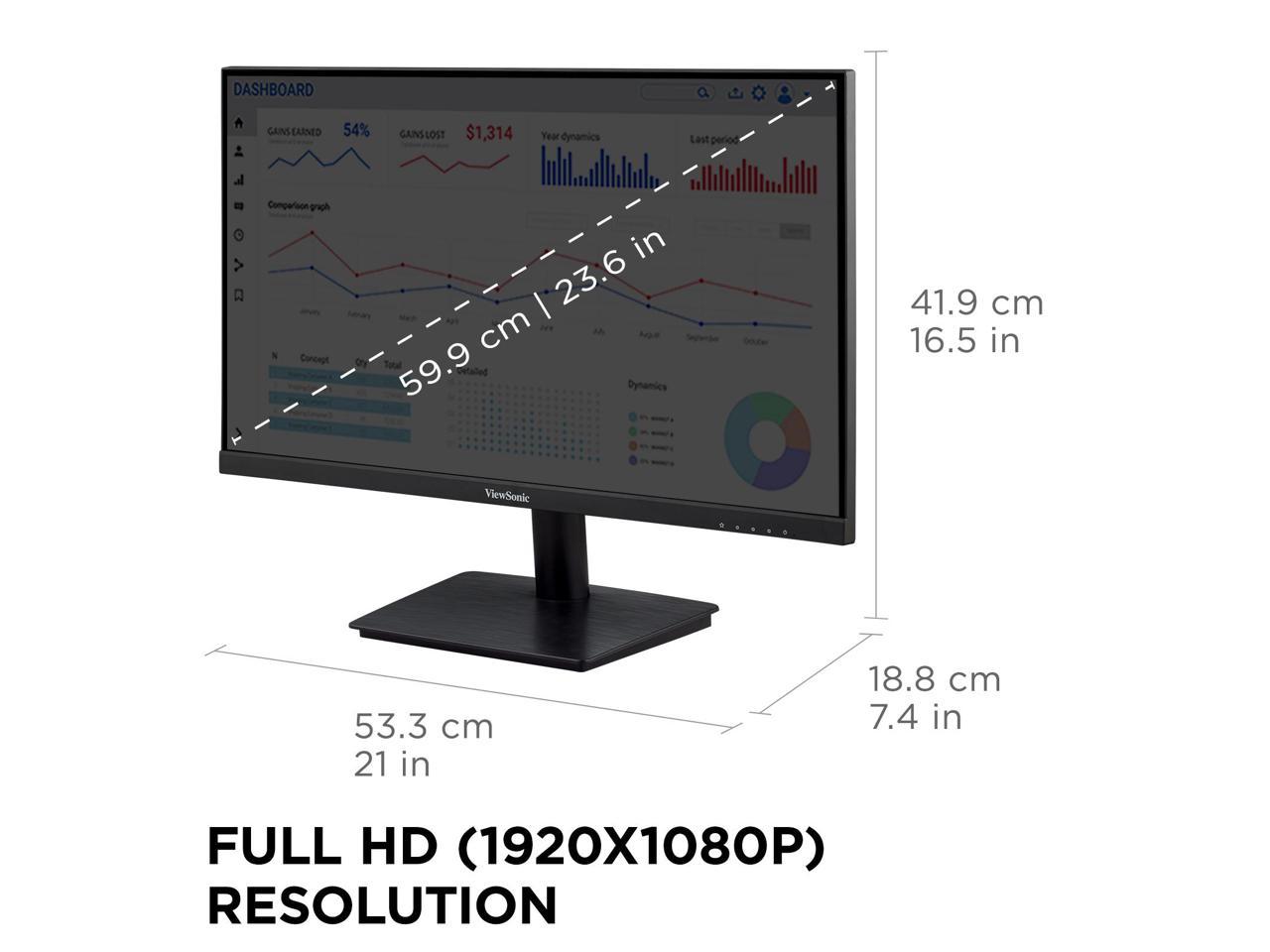 ViewSonic VA2409M 24 Inch Monitor 1080p IPS Panel with Adaptive Sync, Thin Bezels, HDMI, VGA, and Eye Care