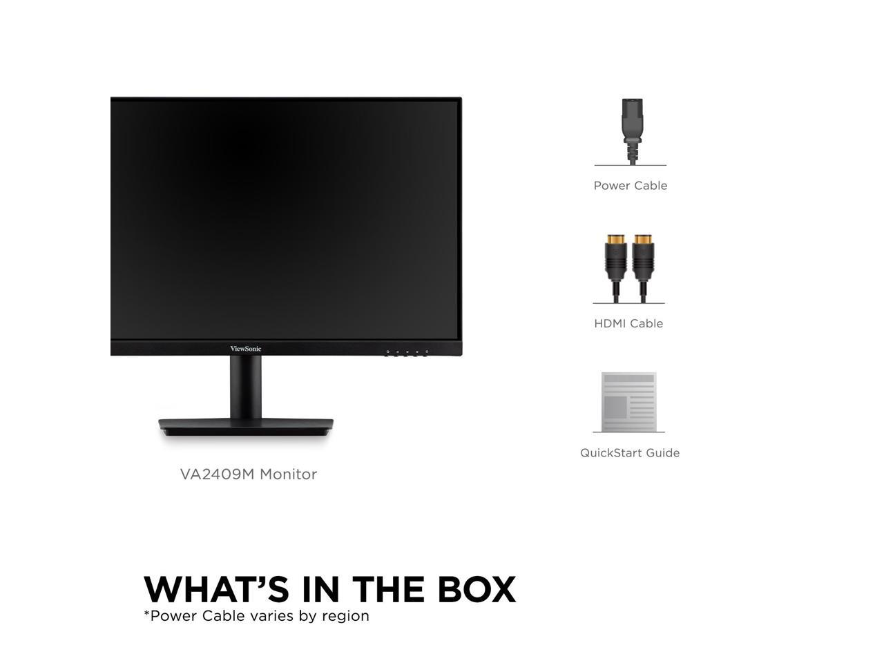 ViewSonic VA2409M 24 Inch Monitor 1080p IPS Panel with Adaptive Sync, Thin Bezels, HDMI, VGA, and Eye Care