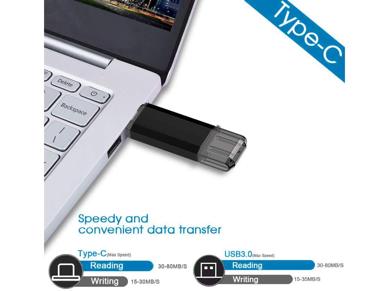 Type C Flash Drive, 128GB 2 in 1 OTG USB C+ USB 3.0 Dual Drive Waterproof Memory Stick with Keychain Metal for Computer, MacBook,Google's Chromebook Pixel,Samsung Galaxy (TYPE-C128GB)