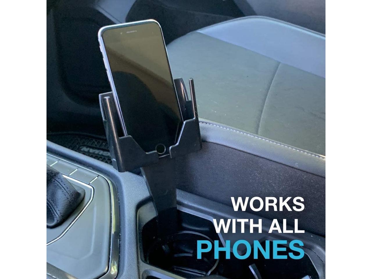 Durable Cell PhoneCar Seat Cup Holder Phone Mount — Patent-Pending Car Accessory – Universal Cell Phone Holder for Car — Black — for All Driversg