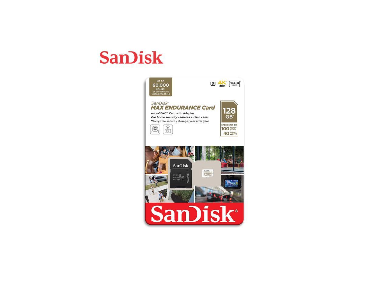 SanDisk 128GB MAX ENDURANCE microSDXC, U3, V30, Memory Card with Adapter for Home Security Cameras and Dash Cams, Speed up to 100MB/s (SDSQQVR-128G-GN6IA)