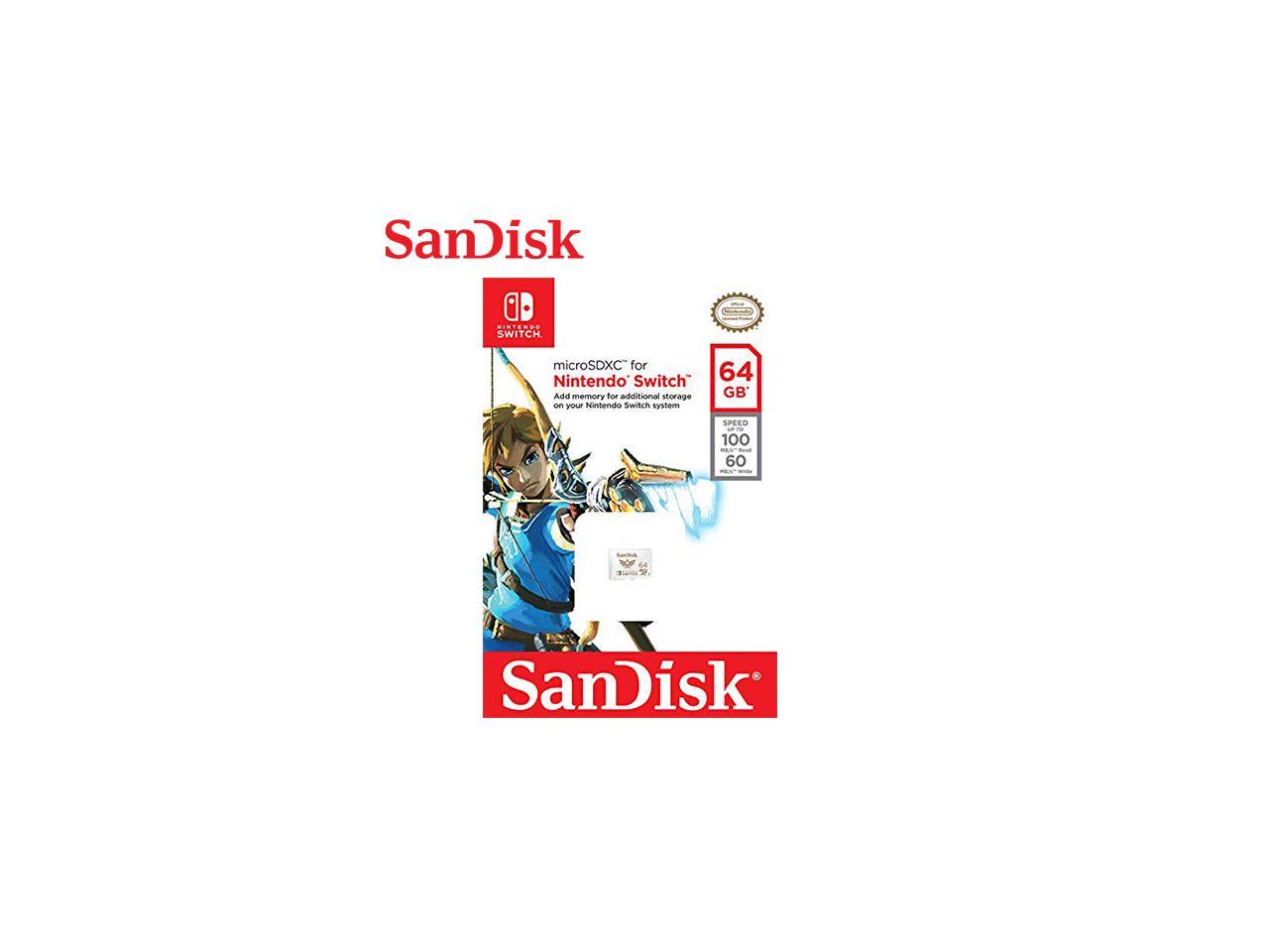 SanDisk 64GB microSDXC UHS-I for Nintendo Switch, Speed Up to 100MB/s (SDSQXAT-064G-GNCZN)