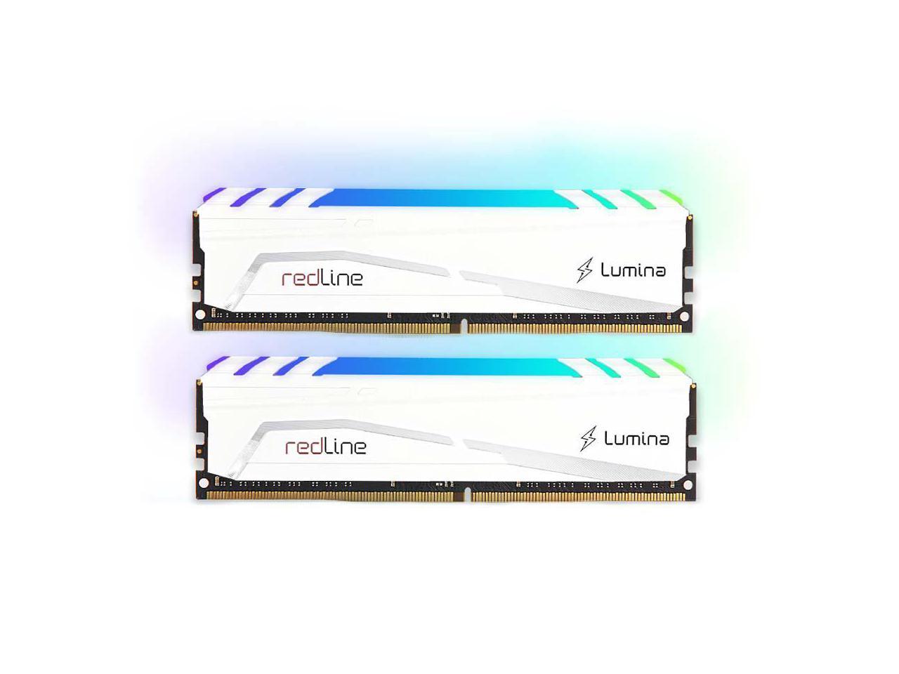 Mushkin - 64GB 2X32GB DDR4-3200 UDIMM PC4-25600 -3200MHz- 16-18-18-38 Redline Lumina White Model MLB4C320GJJM32GX2
