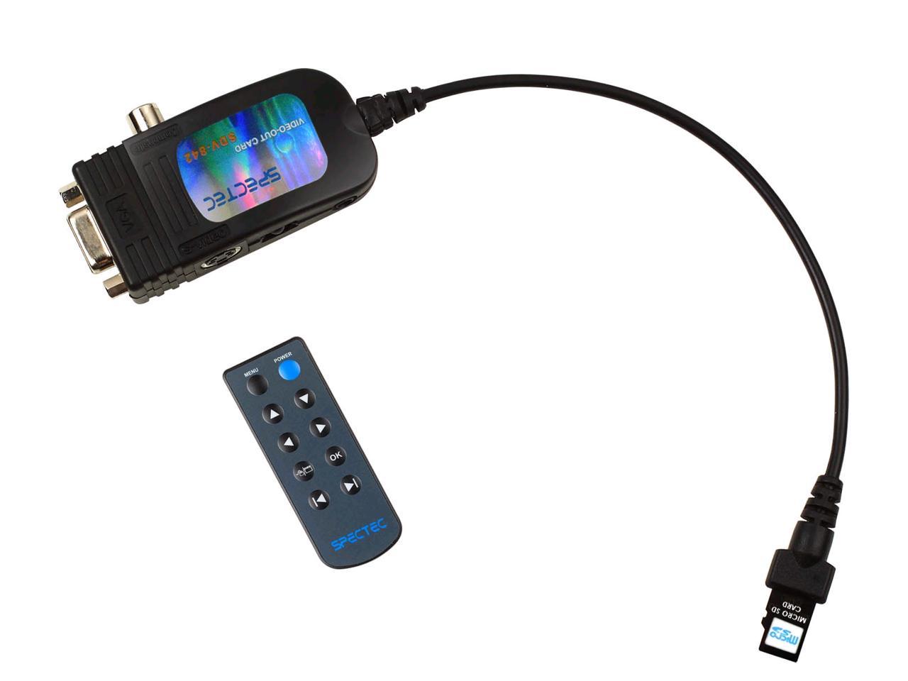 Spectec microSDIO Video Out Card w/SD adapter and remote control Model SDV-842