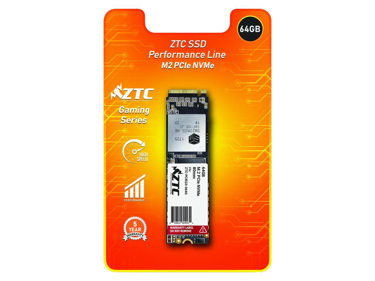 ZTC 64GB M.2 NVMe PCIe 80mm SSD Astounding Performance and High-Endurance Great Upgrade for Gaming Model ZTC-PCIEG3-064G
