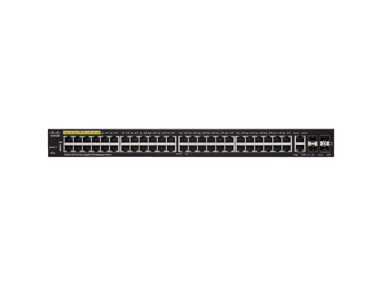 Cisco Small Business SG350-52P - Switch - L3 - Managed - 48 x 10/100/1000 (PoE+) + 2 x combo Gigabit SFP + 2 x Gigabit S